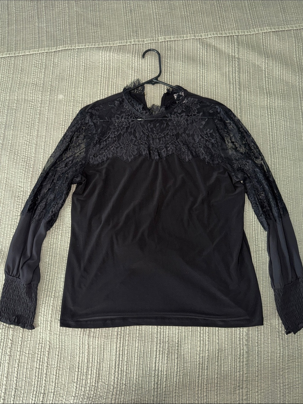 Women's Black Lace Long Sleeve Top